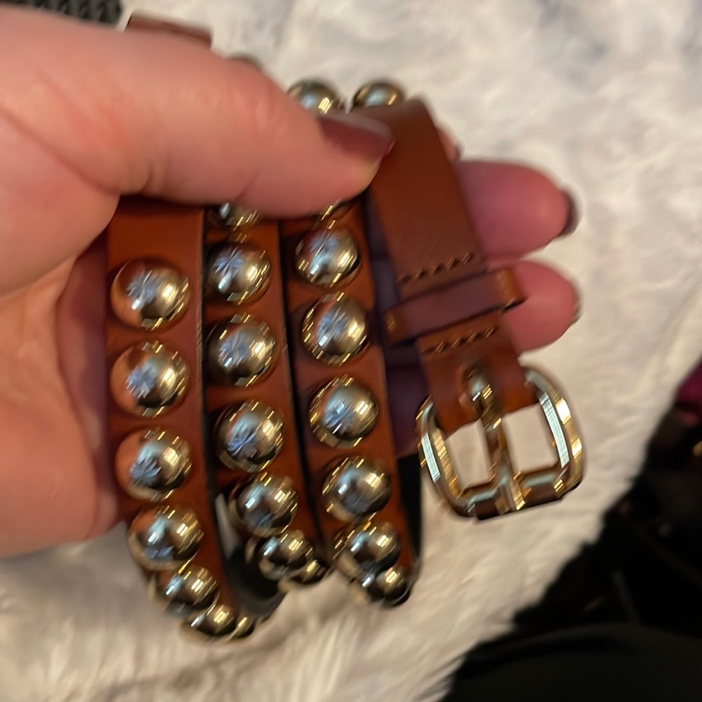 Ronald Pineau Vachette Brown Leather with Gold decorative studs made in France